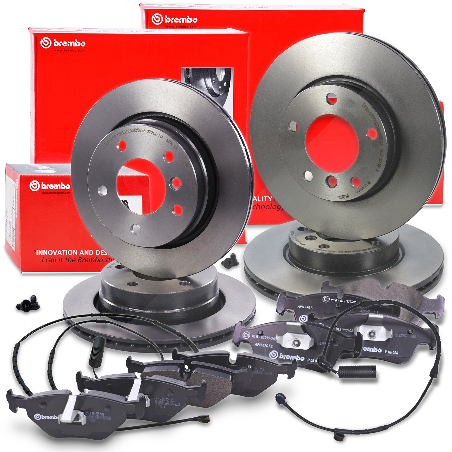 Brembo Bremsscheiben + Bremsbeläge + VWK Vorne+Hinten [Hersteller-Nr. 40279286] für BMW