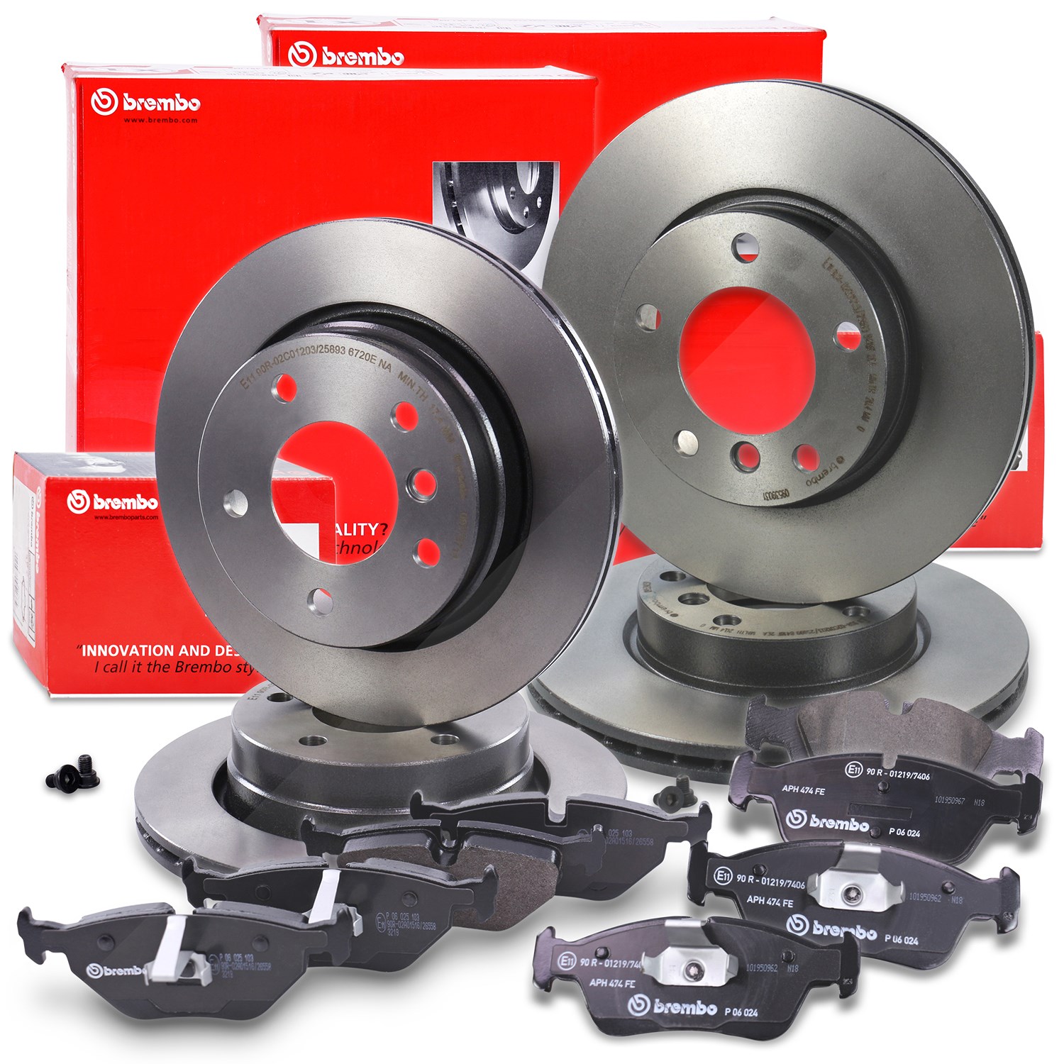 Brembo Bremsscheiben + Bremsbeläge Vorne+Hinten [Hersteller-Nr. 40279307] für BMW
