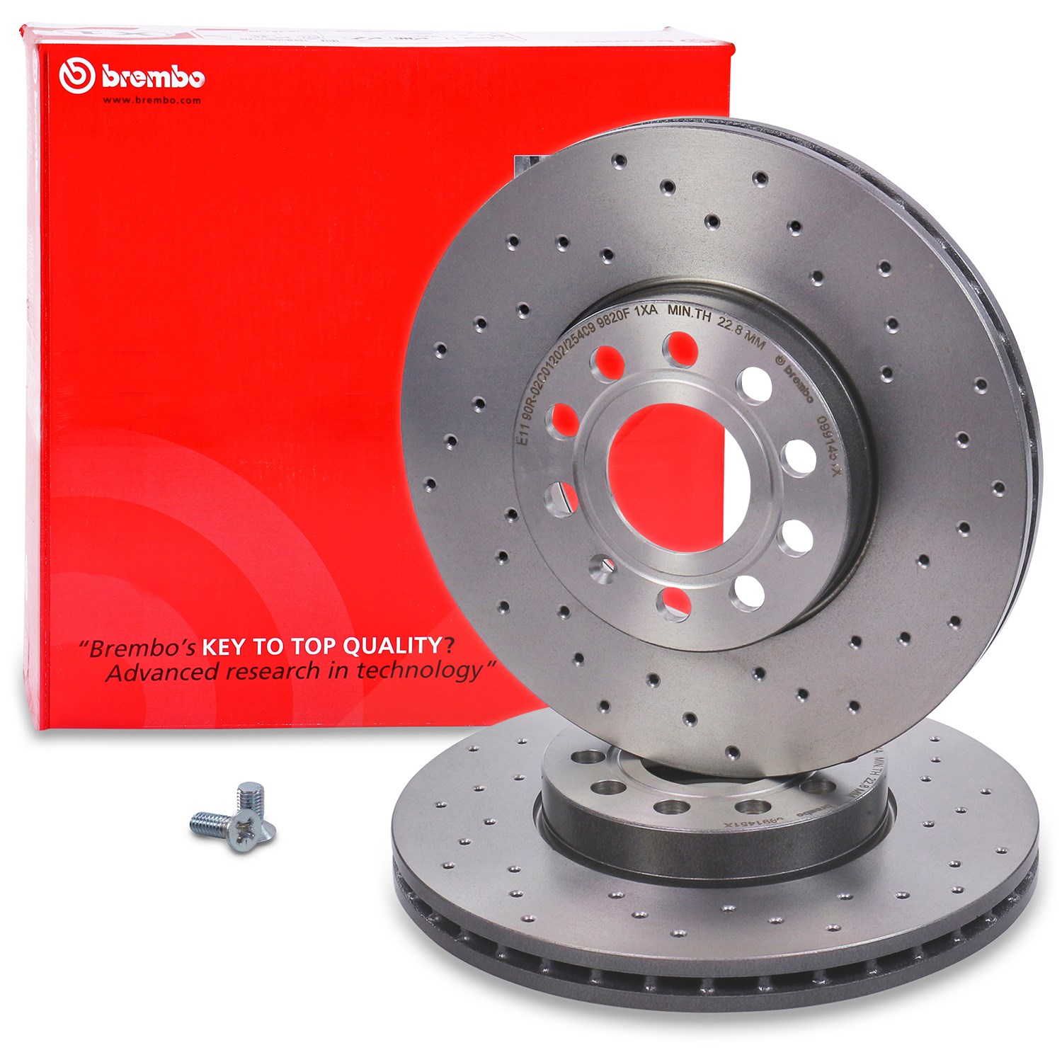 Brembo Bremsscheibe belüftet gelocht vorne [Hersteller-Nr. 09.9145.1X] für Audi, Skoda, VW, Cupra, Seat