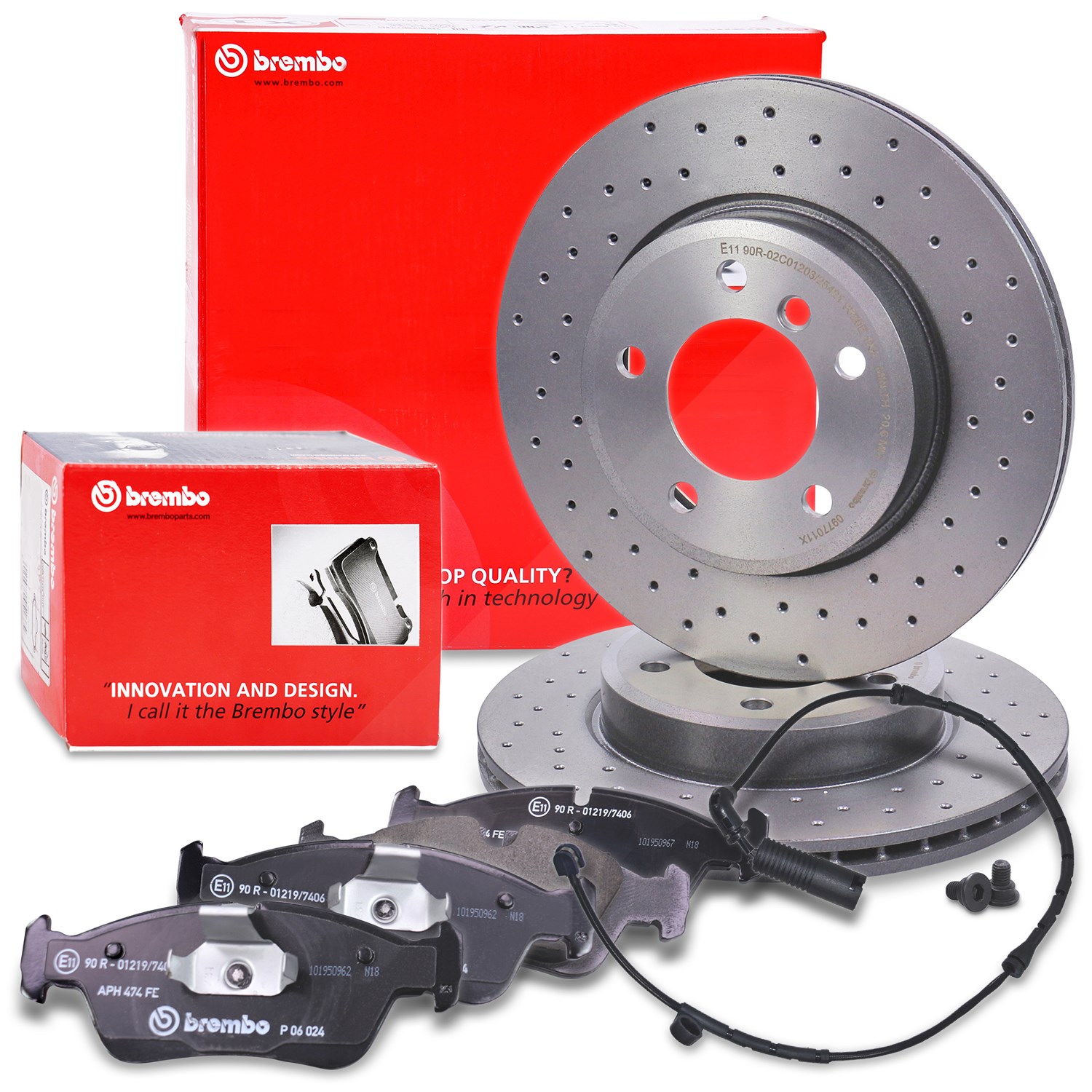 Brembo Bremsscheiben + Bremsbeläge + VWK Vorderachse [Hersteller-Nr. 40279241] für BMW