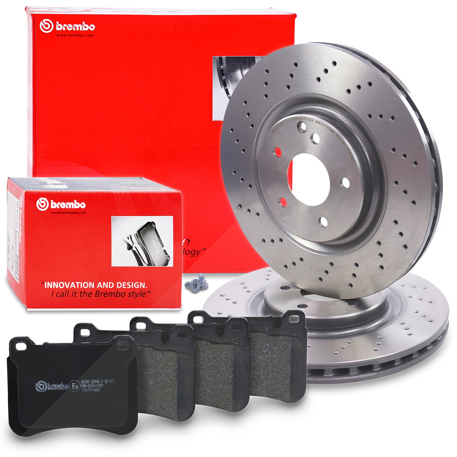 Brembo Bremsscheiben + Bremsbeläge Vorderachse [Hersteller-Nr. 40279253] für Mercedes-Benz