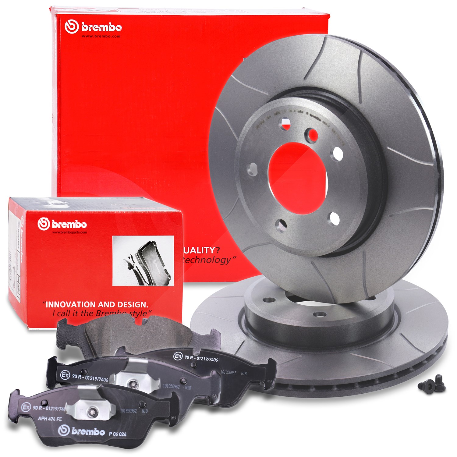 Brembo Bremsscheiben Sport Max+Bremsbeläge Vorne [Hersteller-Nr. 10698051] für BMW