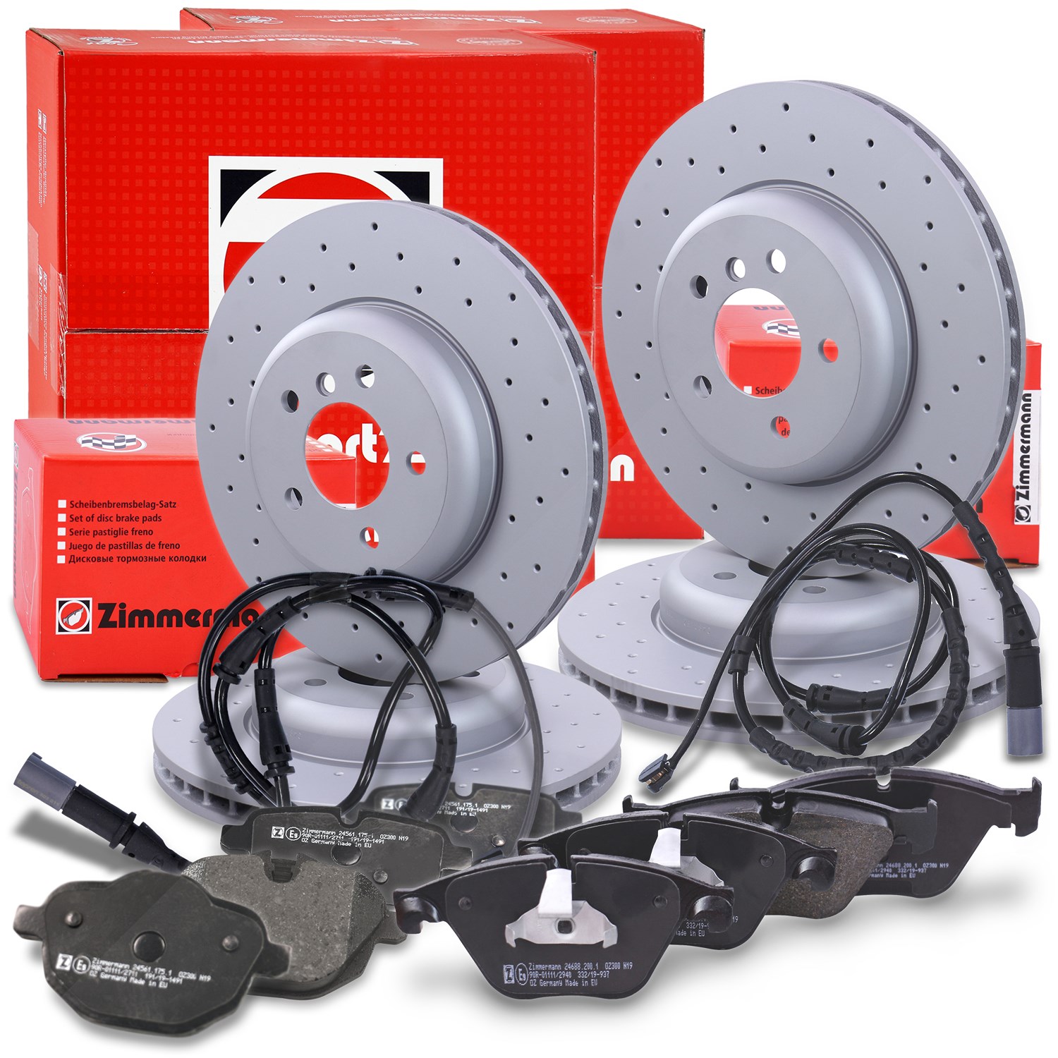 Zimmermann 4x SPORT-Bremsscheiben+Beläge + WK Vorne+Hinten [Hersteller-Nr. 40197180] für BMW