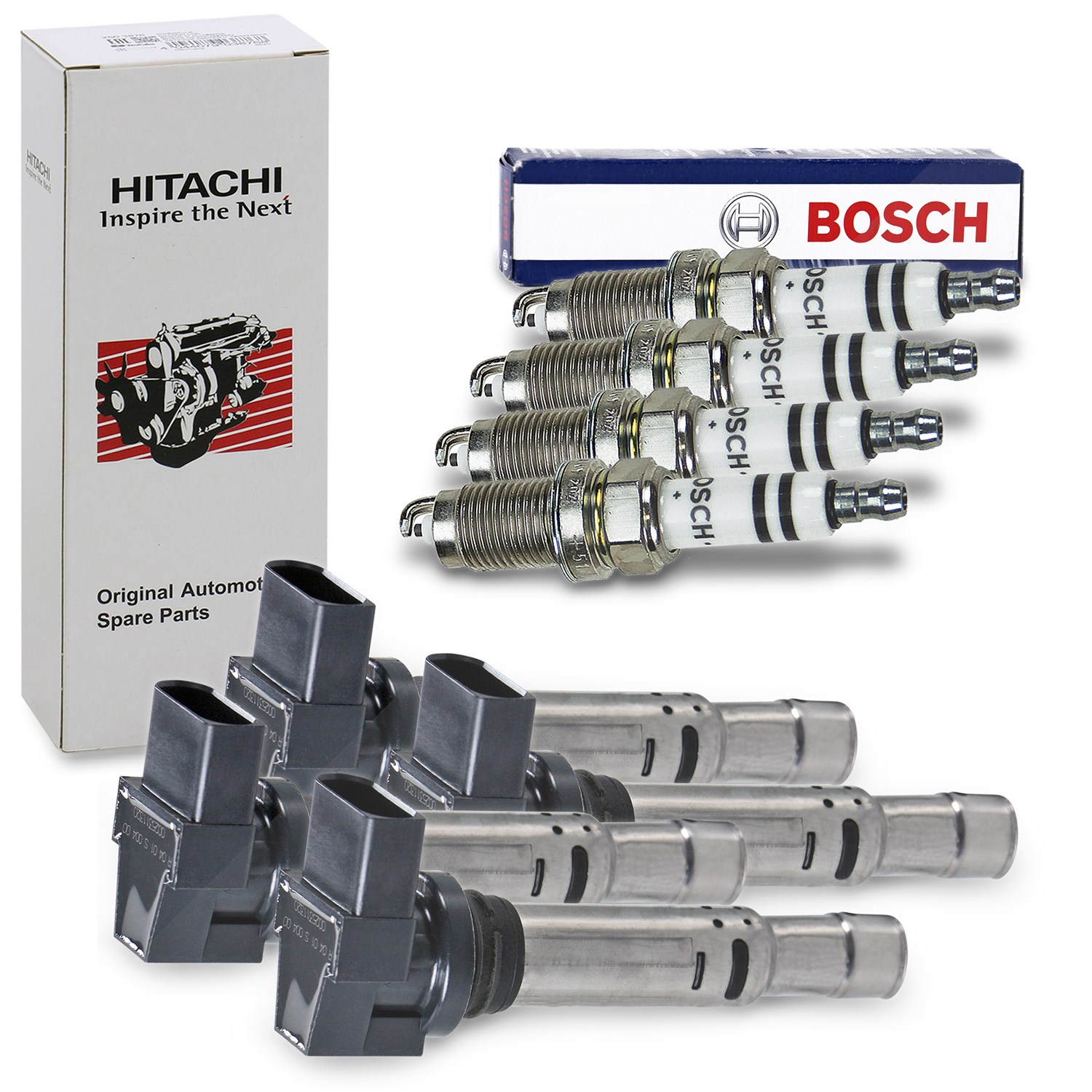 Astemo 4x Zündspule + 4x Zündkerze [Hersteller-Nr. 40279444] für Seat, Skoda, VW