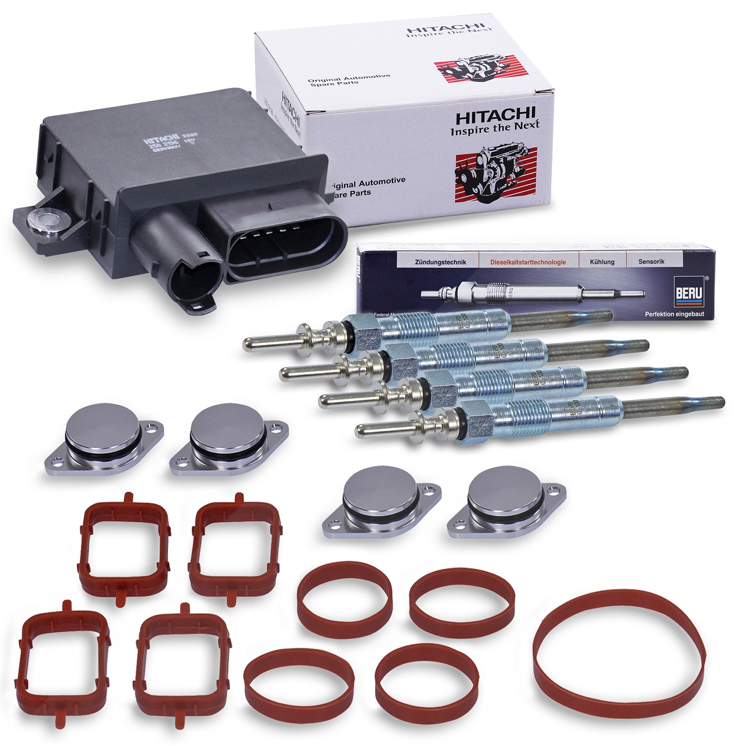 Astemo Steuergerät Glühzeit + 4x Glühkerzen + Set Drallklappen [Hersteller-Nr. 40279454] für BMW