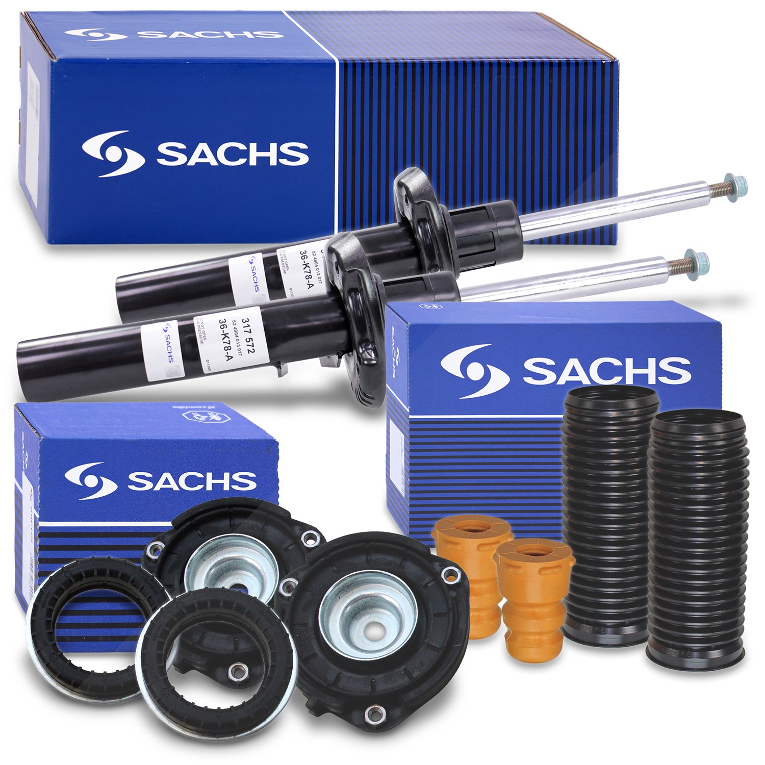 Sachs 2x Stoßdämpfer +Domlager +Staubschutz vorne [Hersteller-Nr. 40280143] für Audi, VW