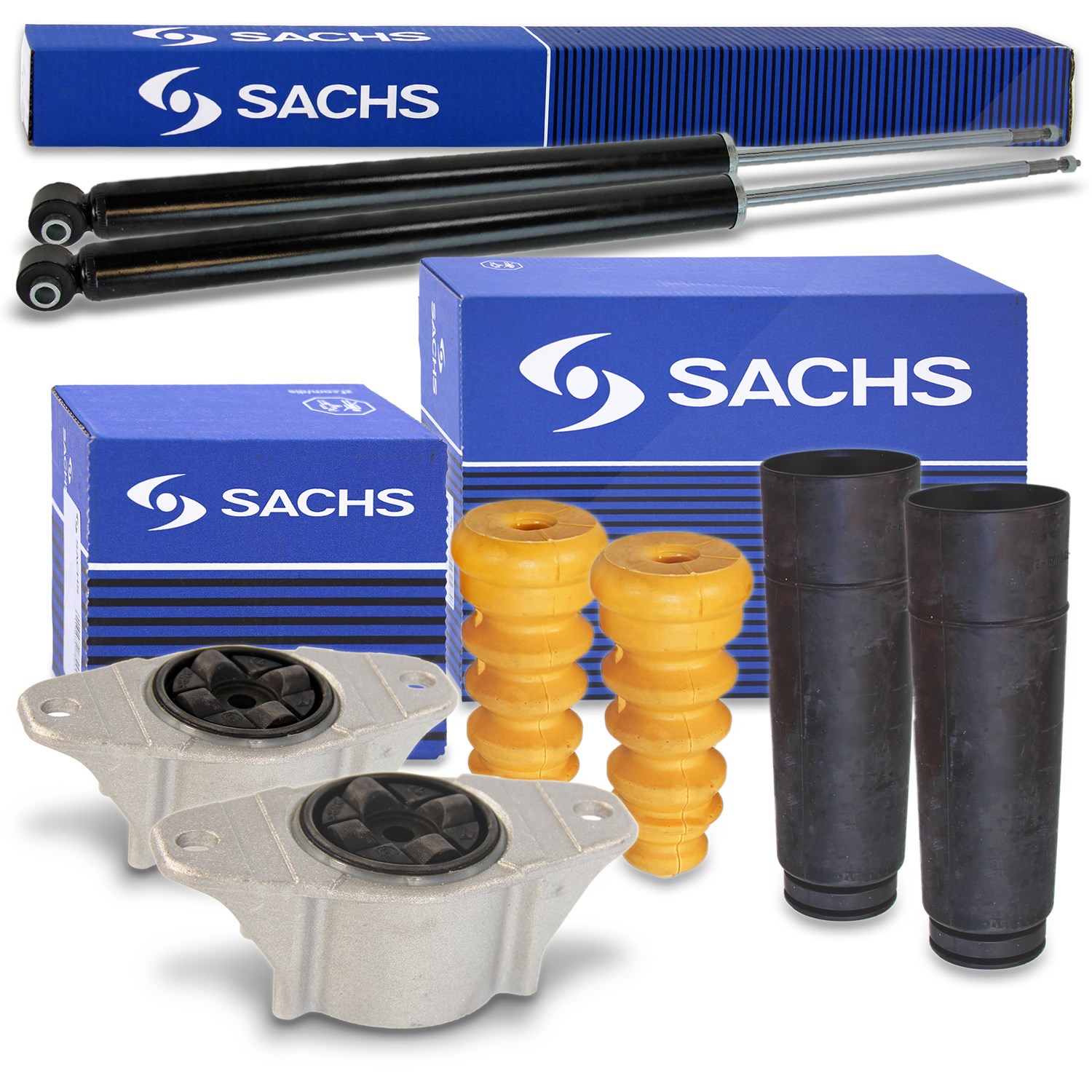 Sachs 2x Stoßdämpfer +Domlager +Staubschutz hinten [Hersteller-Nr. 40280146] für Mazda