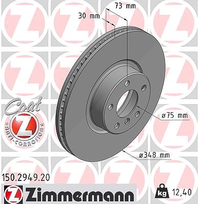 Zimmermann 1x Bremsscheibe Vorderachse Links [Hersteller-Nr. 150.2949.20] für BMW