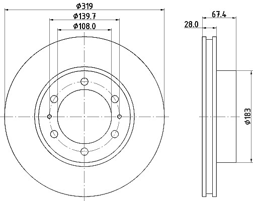 Hella Bremsscheibe [Hersteller-Nr. 8DD355126-771] für Toyota