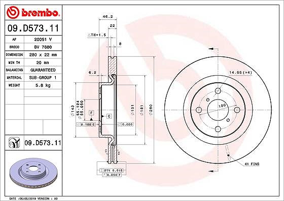 Brembo Bremsscheibe [Hersteller-Nr. 09.D573.11] für Toyota