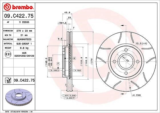 Brembo Bremsscheibe [Hersteller-Nr. 09.C422.75] für Ford