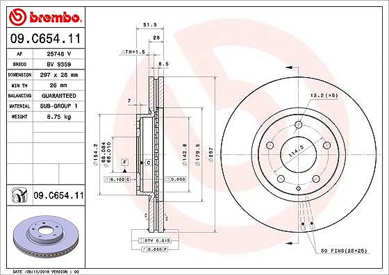 Brembo 1x Bremsscheibe [Hersteller-Nr. 09.C654.11] für Mazda