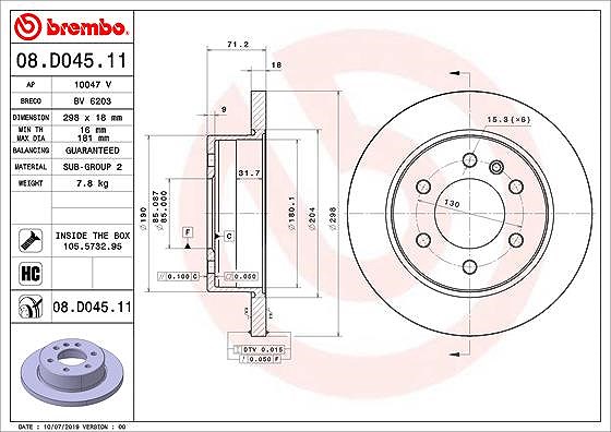 Brembo Bremsscheibe [Hersteller-Nr. 08.D045.11] für Mercedes-Benz