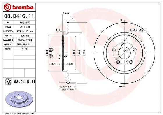 Brembo Bremsscheibe [Hersteller-Nr. 08.D416.11] für Toyota, Lexus