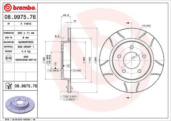 Brembo Bremsscheibe [Hersteller-Nr. 08.9975.76] für Mazda
