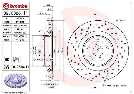 Brembo 1x Bremsscheibe [Hersteller-Nr. 09.C828.11] für Subaru