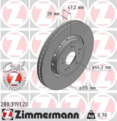 Zimmermann Bremsscheibe [Hersteller-Nr. 280.3191.20] für Honda