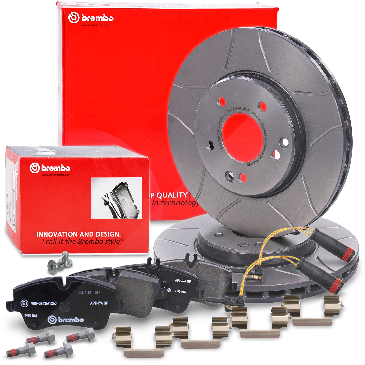 Brembo Bremsscheiben + Beläge mit VWK vorne [Hersteller-Nr. 40279059] für Mercedes-Benz