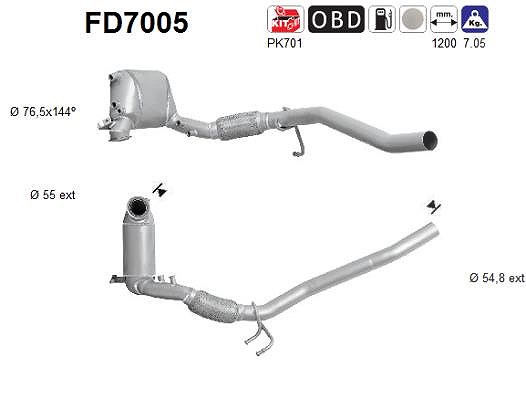 Fppl Ruß-/Partikelfilter, Abgasanlage [Hersteller-Nr. FCD1655] für Seat, VW, Skoda, Audi