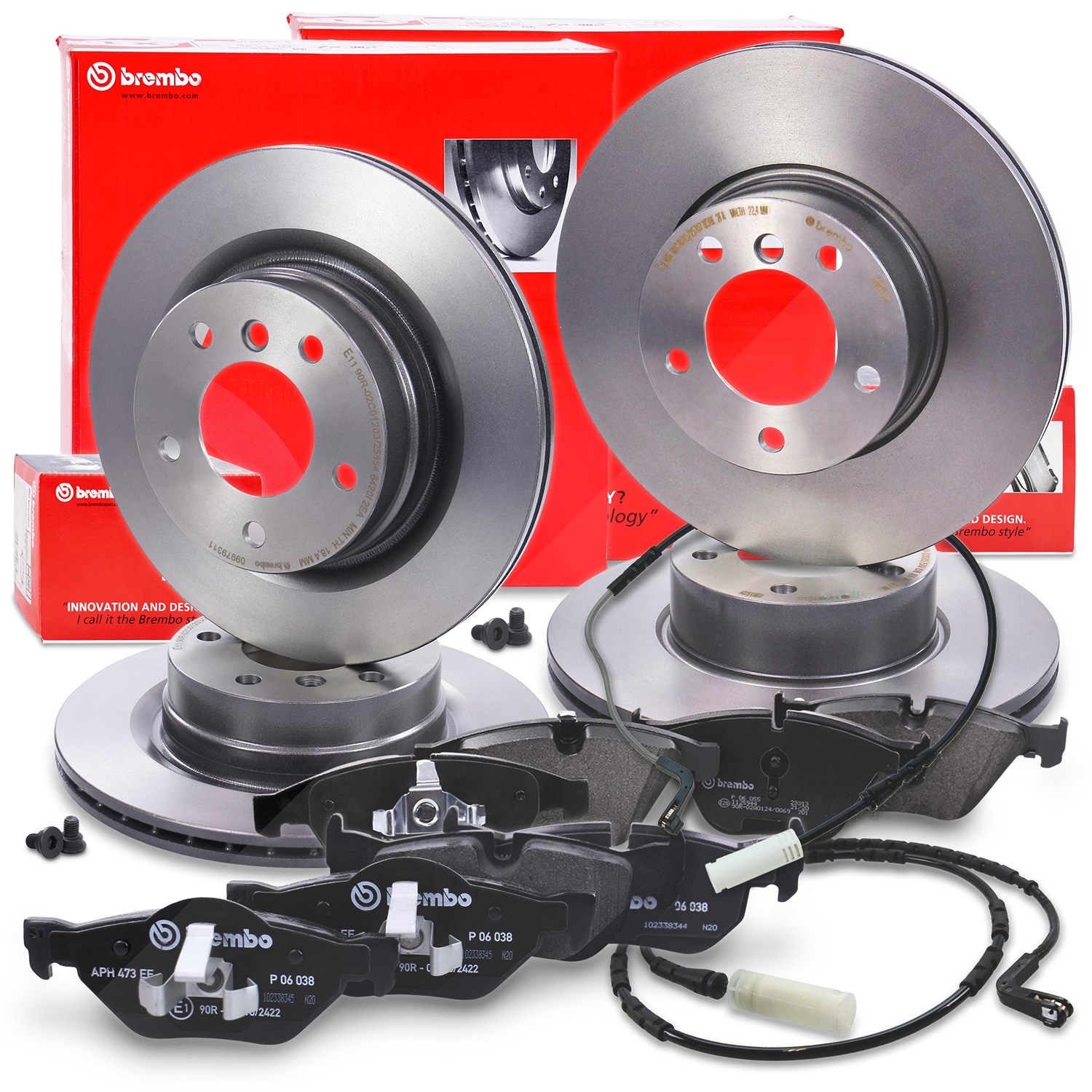 Brembo Bremsscheiben+Bremsbeläge mit VWK Vorne+Hinten [Hersteller-Nr. 40278809] für BMW