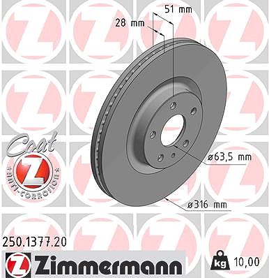 Zimmermann Bremsscheibe [Hersteller-Nr. 250.1377.20] für Ford