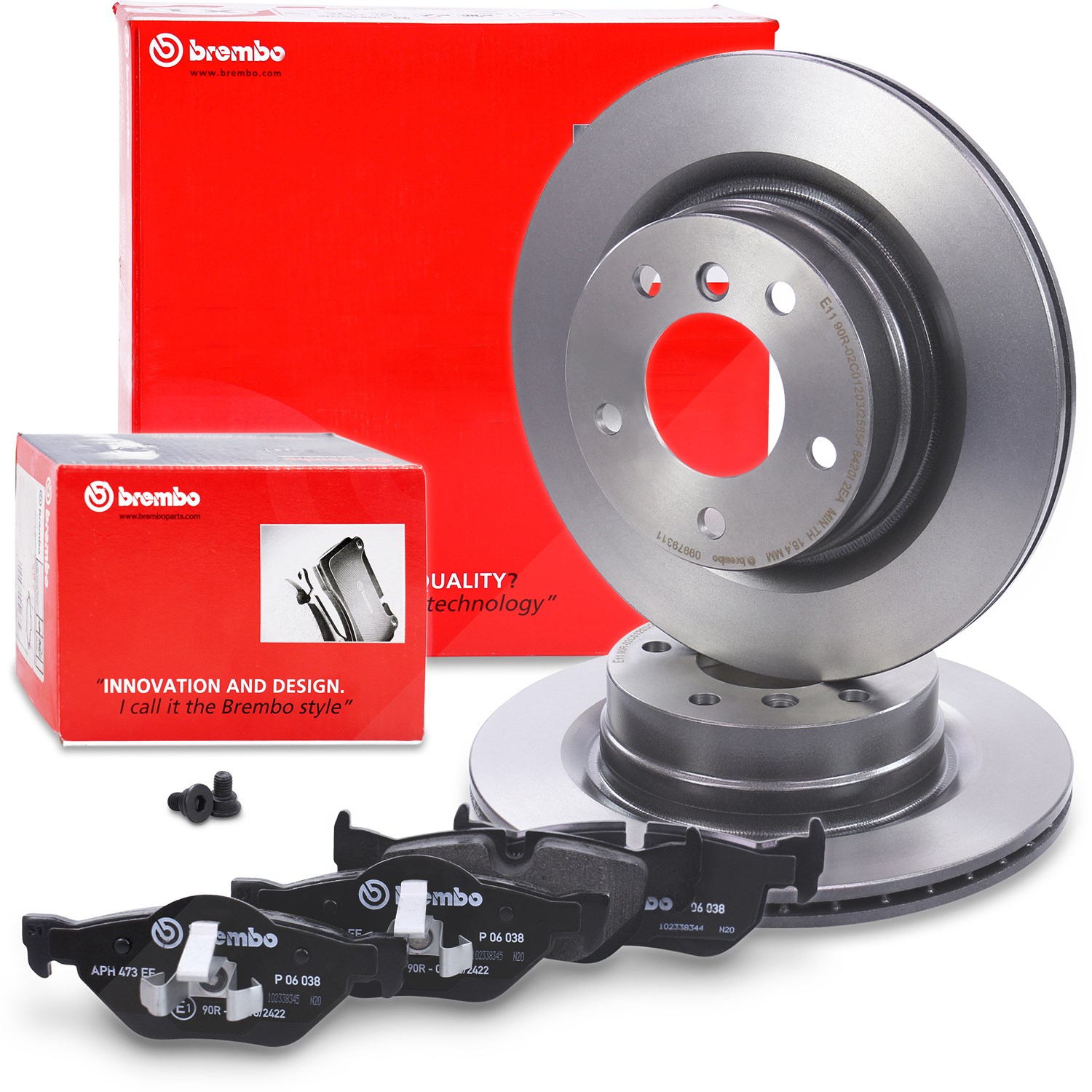 Brembo Bremsscheiben Coated+Bremsbeläge Hinten [Hersteller-Nr. 10698061] für BMW