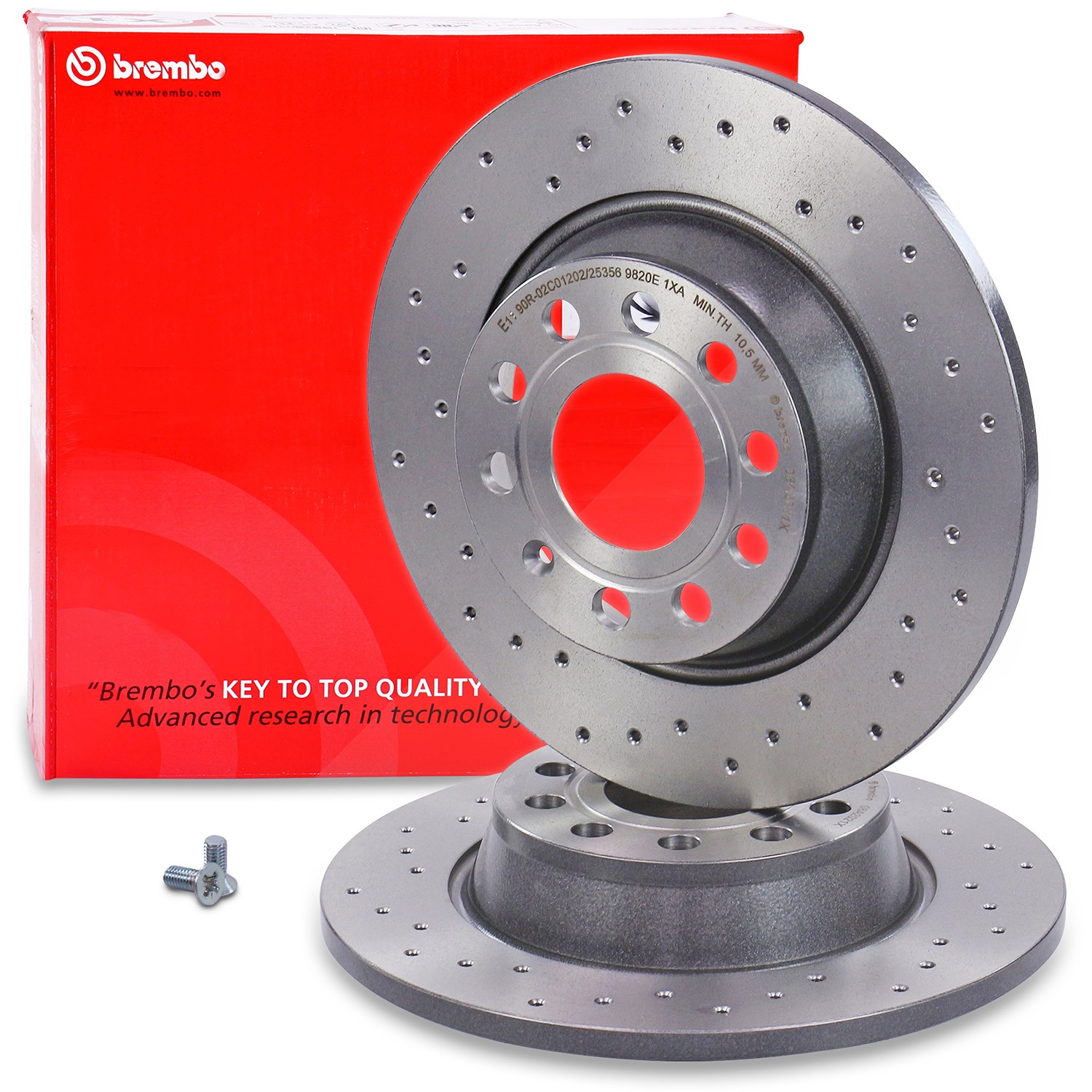 Brembo Bremsscheibe Hinterachse Voll [Hersteller-Nr. 08.A202.1X] für VW, Seat, Audi, Skoda
