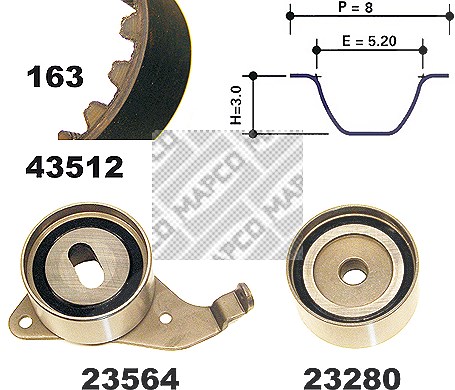 Mapco Zahnriemensatz [Hersteller-Nr. 23512] für Toyota
