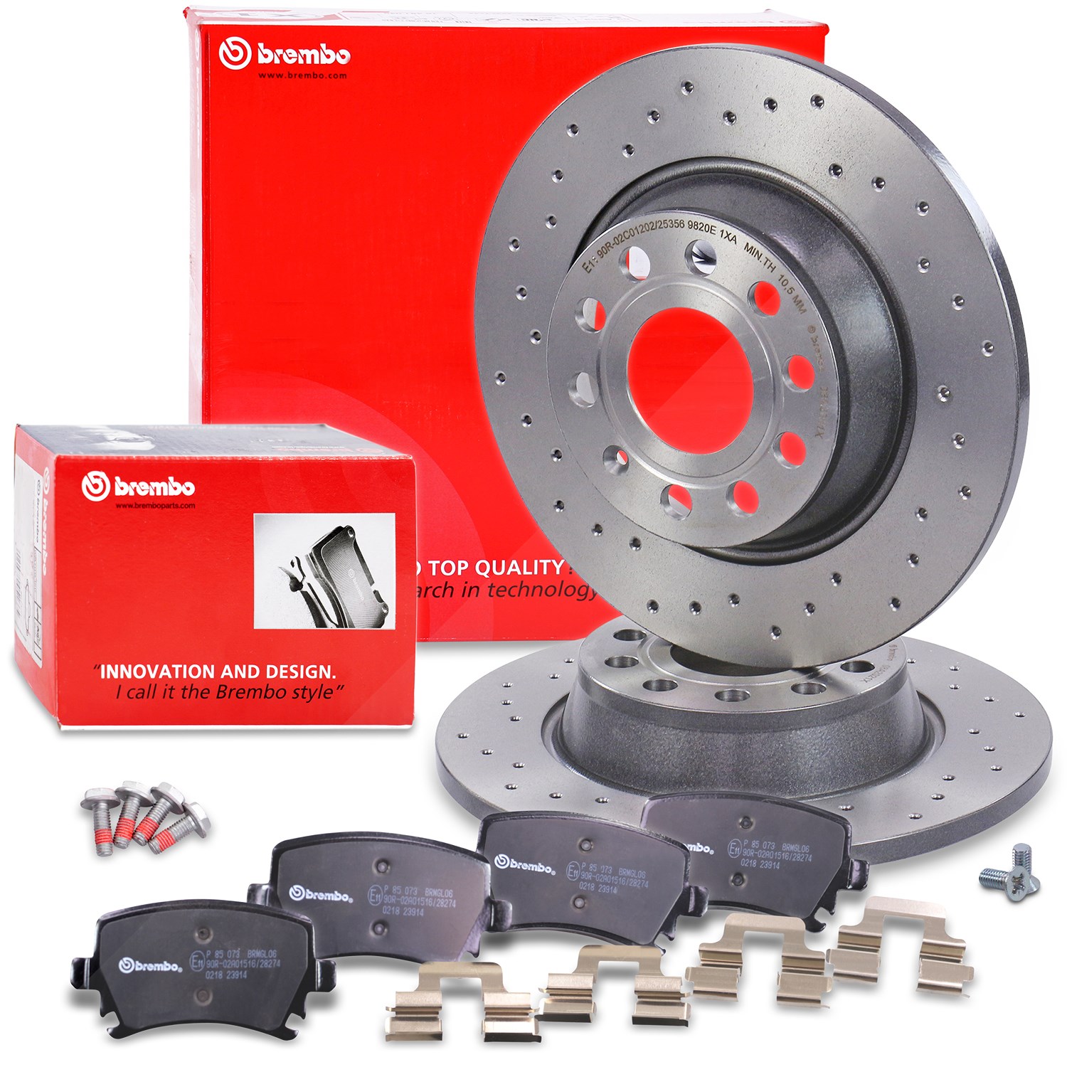 Brembo Bremsscheiben+Bremsbeläge hinten [Hersteller-Nr. 40278668] für Seat, Audi, Skoda, VW