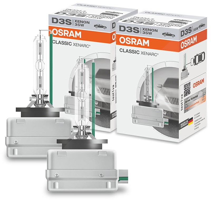 Osram 2x XENARC® CLASSIC D3S Faltschachtel [Hersteller-Nr. 66340CLC] für Audi, Jeep, Lancia, VW, Mercedes-Benz, Chevrolet, Ford Usa, Mg, Volvo, Hyunda