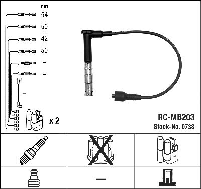 Ngk Zündleitungssatz [Hersteller-Nr. 0738] für Mercedes-Benz