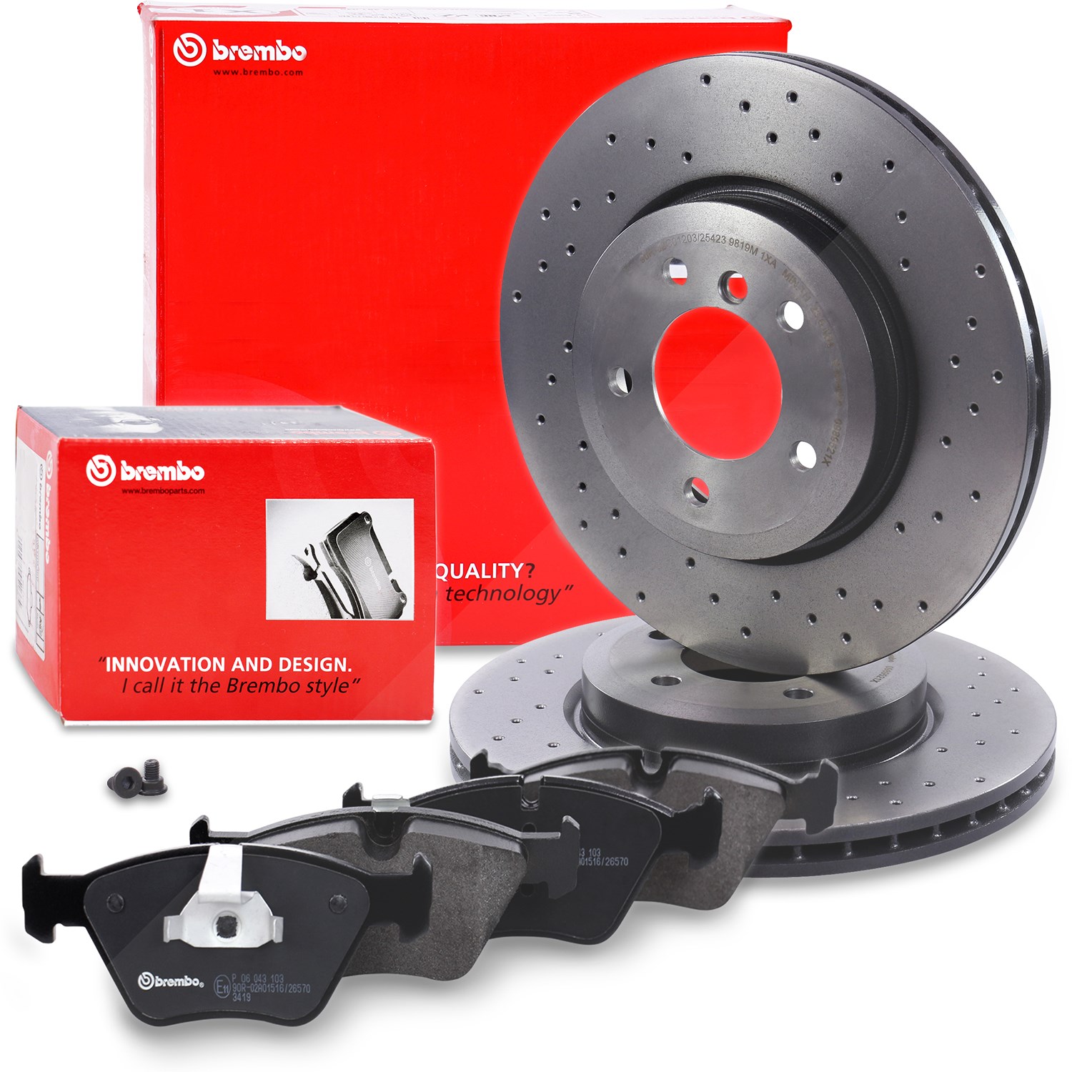 Brembo Bremsscheiben + Bremsbeläge Vorderachse [Hersteller-Nr. 40279249] für BMW