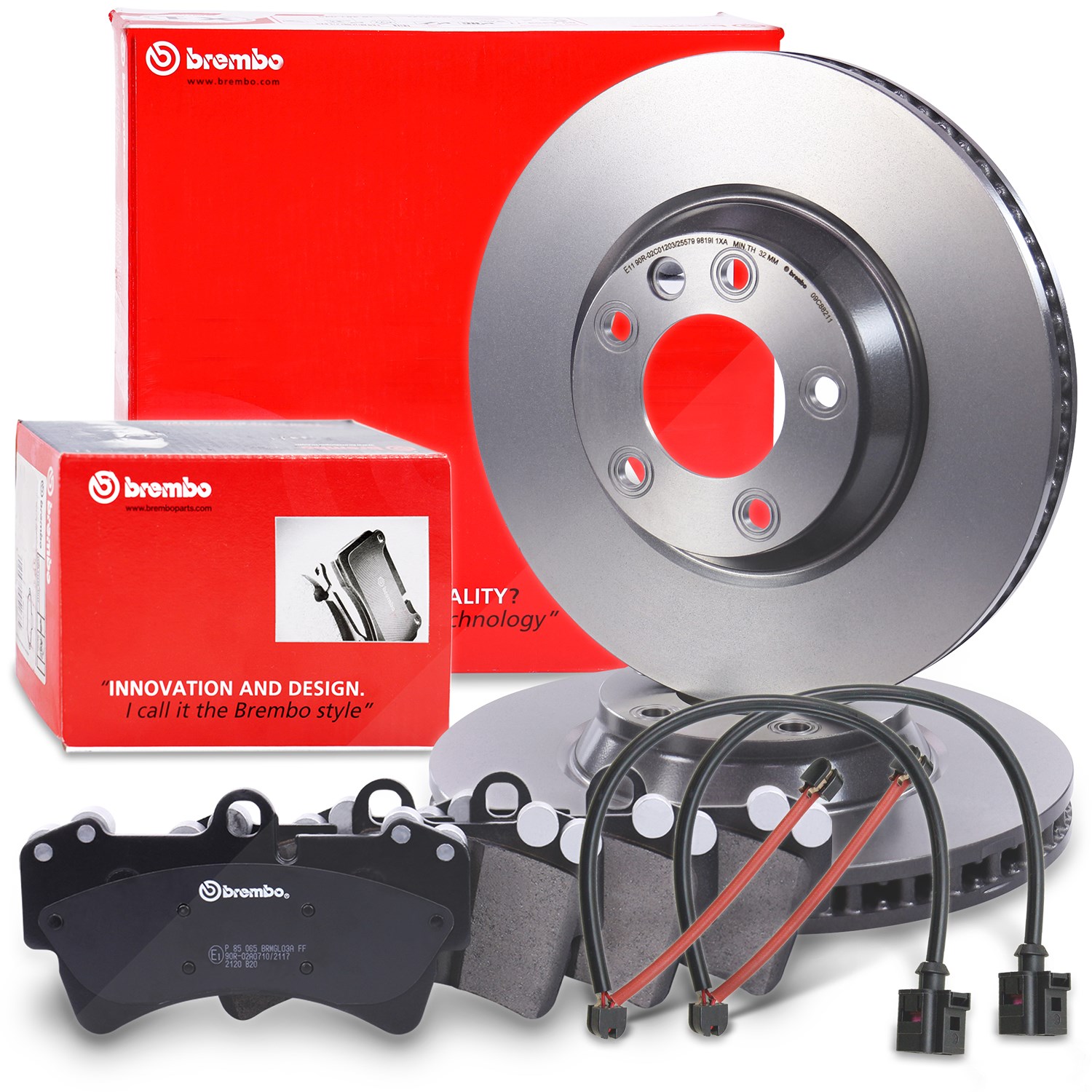 Brembo Bremsscheiben + Bremsbeläge + VWK Vorderachse [Hersteller-Nr. 40279331] für Audi, VW, Porsche