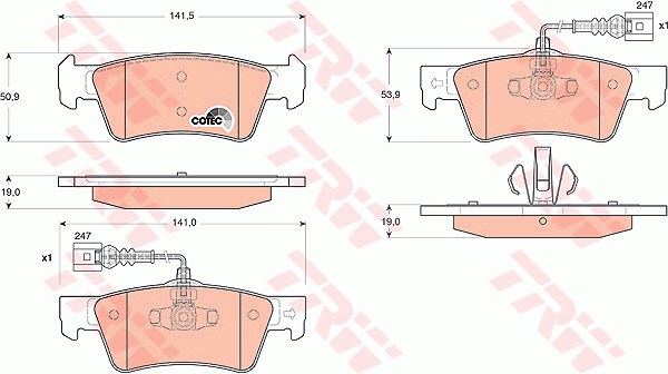 Trw Bremsbelagsatz, Scheibenbremse [Hersteller-Nr. GDB1672] für VW