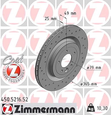 Zimmermann 1x Bremsscheibe [Hersteller-Nr. 450.5216.52] für Land Rover