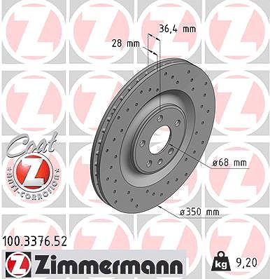 Zimmermann Bremsscheibe [Hersteller-Nr. 100.3376.52] für VW, Audi