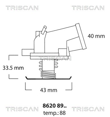 Triscan Thermostat mit Dichtung 88 °C [Hersteller-Nr. 86208988] für Ssangyong, VW, Mercedes-Benz