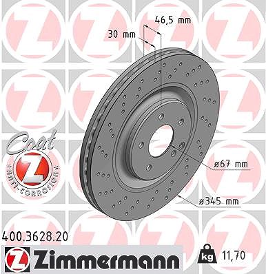 Zimmermann 1x Bremsscheibe [Hersteller-Nr. 400.3628.20] für Mercedes-Benz