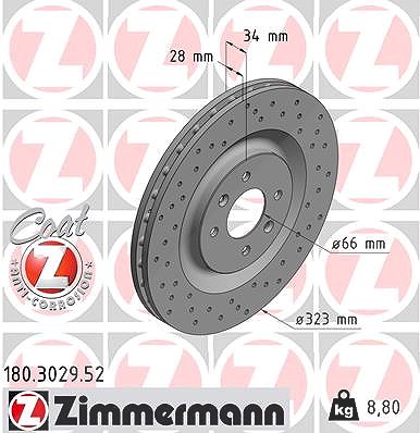Zimmermann Bremsscheibe [Hersteller-Nr. 180.3029.52] für Ds, Citroën, Peugeot
