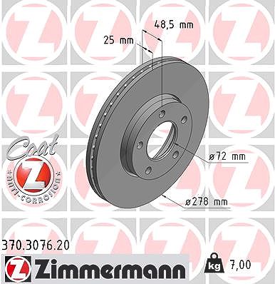 Zimmermann Bremsscheibe [Hersteller-Nr. 370.3076.20] für Mazda