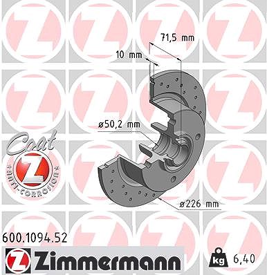 Zimmermann Bremsscheibe [Hersteller-Nr. 600.1094.52] für VW