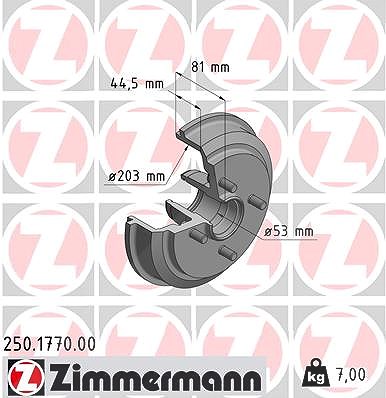 Zimmermann Bremstrommel [Hersteller-Nr. 250.1770.00] für Ford