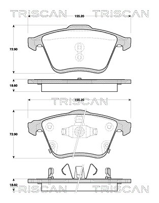Triscan Bremsbelagsatz, Scheibenbremse [Hersteller-Nr. 811050027] für Mazda