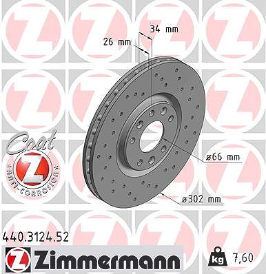 Zimmermann Bremsscheibe [Hersteller-Nr. 440.3124.52] für Peugeot