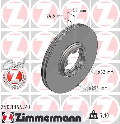 Zimmermann Bremsscheibe [Hersteller-Nr. 250.1349.20] für Ford