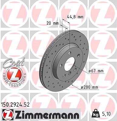 Zimmermann Bremsscheibe [Hersteller-Nr. 150.2924.52] für BMW