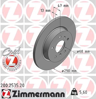 Zimmermann Bremsscheibe [Hersteller-Nr. 200.2535.20] für Nissan, Renault