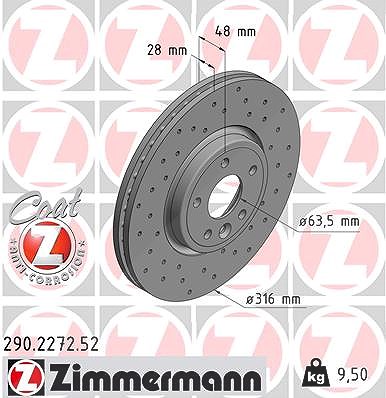Zimmermann Bremsscheibe [Hersteller-Nr. 290.2272.52] für Jaguar