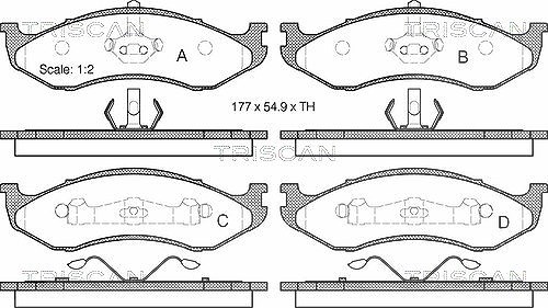 Triscan Bremsbelagsatz, Scheibenbremse [Hersteller-Nr. 811080525] für Jeep, Kia