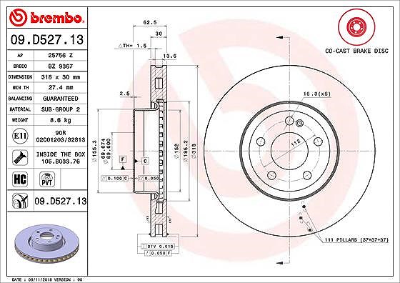 Brembo Bremsscheibe [Hersteller-Nr. 09.D527.13] für Mercedes-Benz